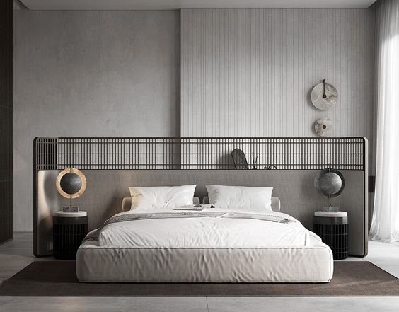 Modern Minimal Luxury Bed (Grey Theme)