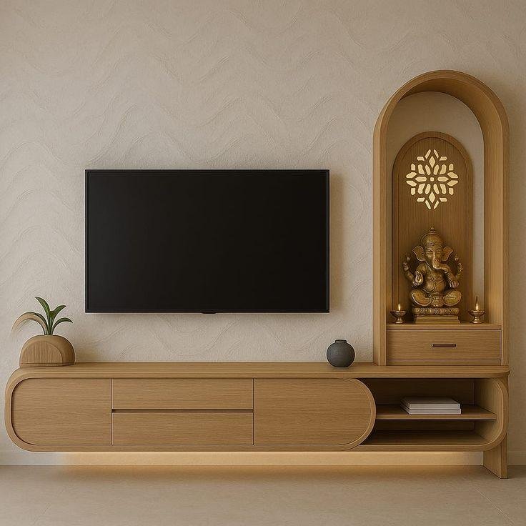 T.V. Units 7 Wooden TV Unit with Temple Niche